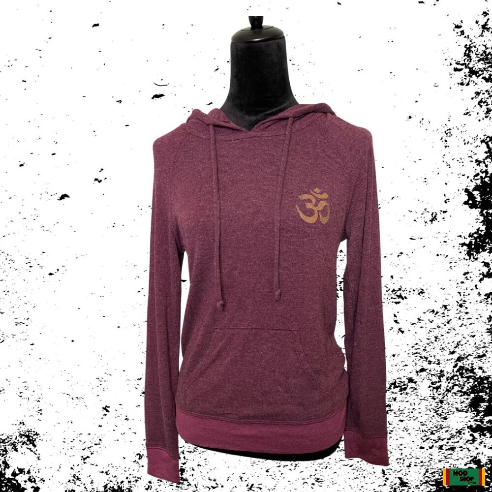 Spiritual Gangster Pullover Hoodie OM Yoga Namaste SZ Small Burgundy Long Sleeve